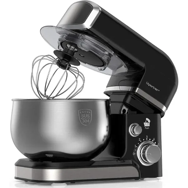 

Stand Mixer, Kitchen Mixer Electric Food Mixer, 6 Speeds with 304 Stainless Steel Bowl Tilt-Head Dough Mixer, Dough Hook, Whisk