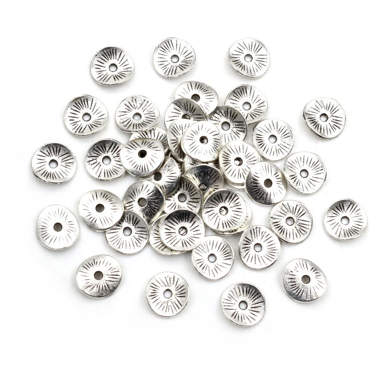 100 sztuk 9x8.5mm Antique Silver Plated Spacer koraliki Charms dla Diy zroszony bransoletki naszyjnik biżuteria Handmade Making akcesoria — zdjęcie 3