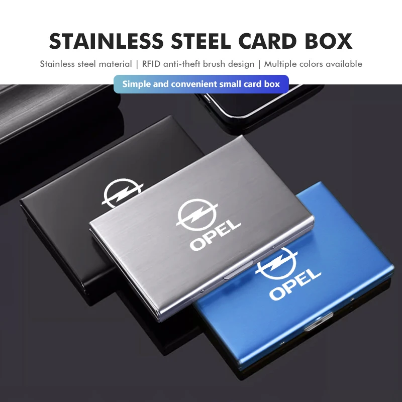 Car Stainless Steel Metal Card Holder Anti-Scan Male Wallet For Opel Zafira Meriva Mokka Vivaro Vectra Antara Ampera