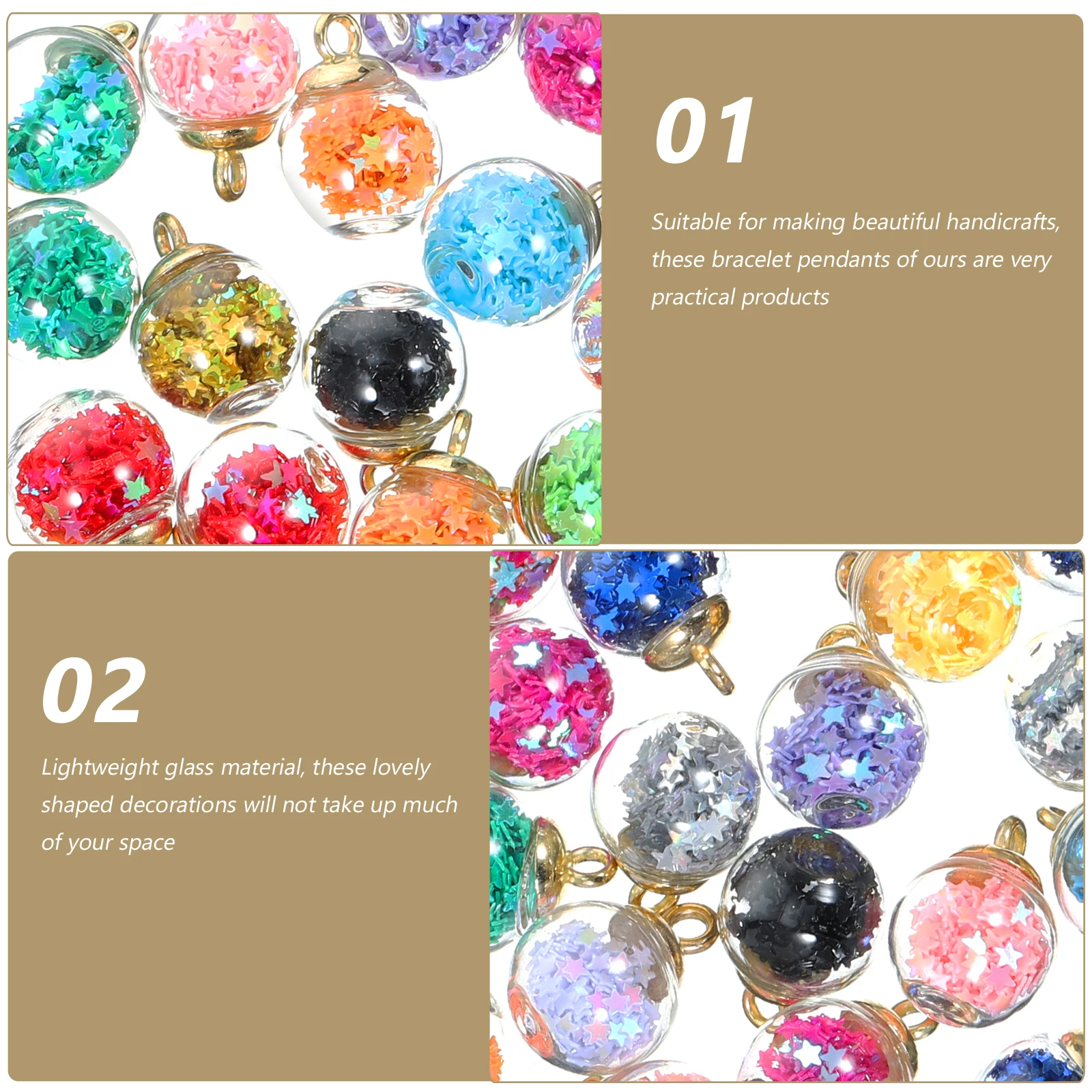 

50pcs 16mm Glass Crystal Ball Pendant DIY Earrings Necklace Accessories Colorful Charms Bracelet naments H made Crafts Practical