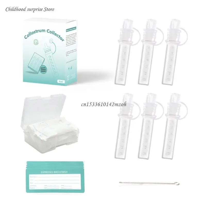 Set of 6pcs Mom Milk Catcher Colostrum Collector Tube Storage Solution Leakproof Dropship