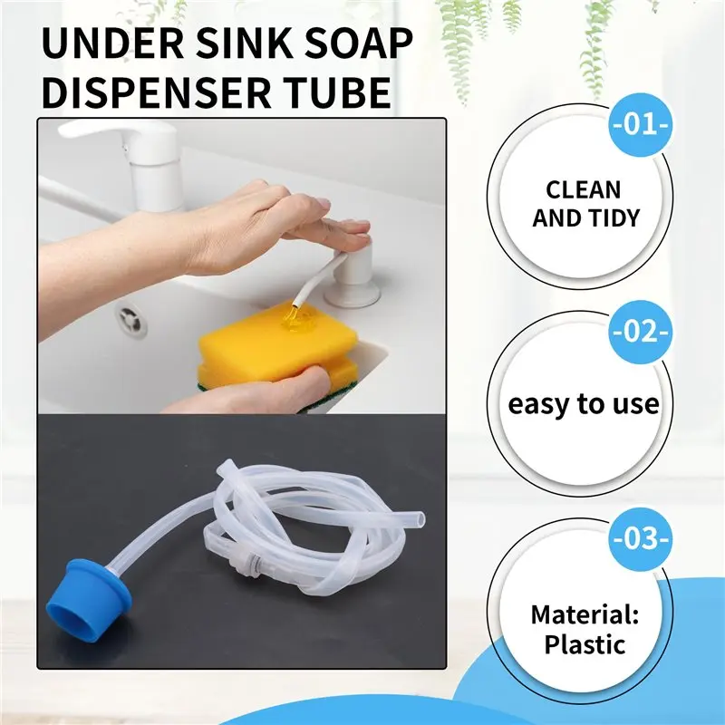 

A92P Soap Dispenser Extension Tube Kit For Kitchen Sink, 47Inch Under Sink Soap Dispenser Tube With Upgraded Check Valve