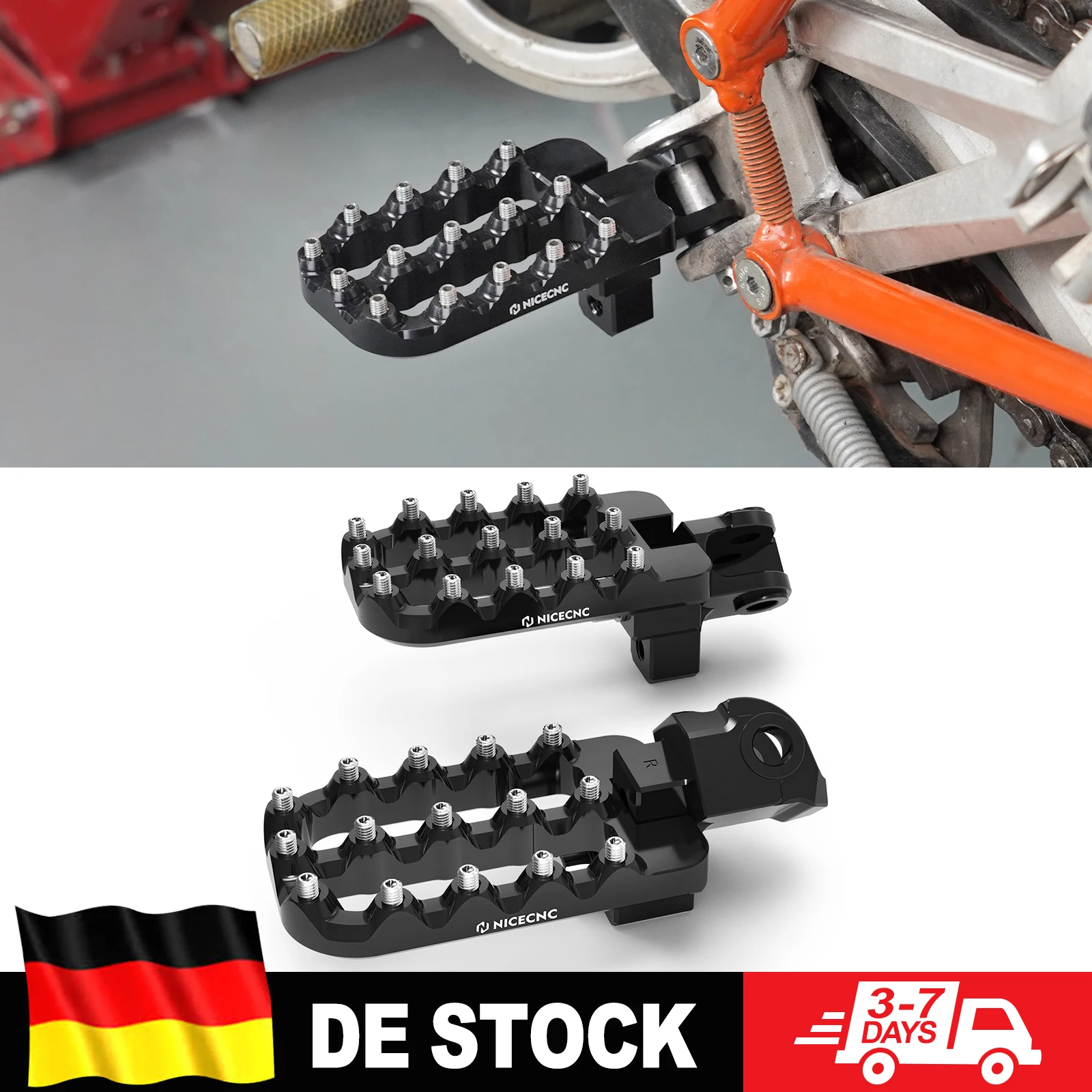 Pedane Regolabili Ribassate 20mm per Husqvarna 701 Enduro/Supermoto 2016-2025, Compatibili con KTM 690 Enduro R, 690 SMCR 2008-2025, 790, 890 Adventure/R 2021-2025, 950, 990, 1050, 1090, 1190, 1290