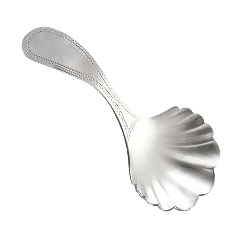 

Kitchen Use Tea Scoop Stainless Steel Elegant Design Shell Spoon 304 Silver Tone Teaware Tool for Loose Leaf Tea