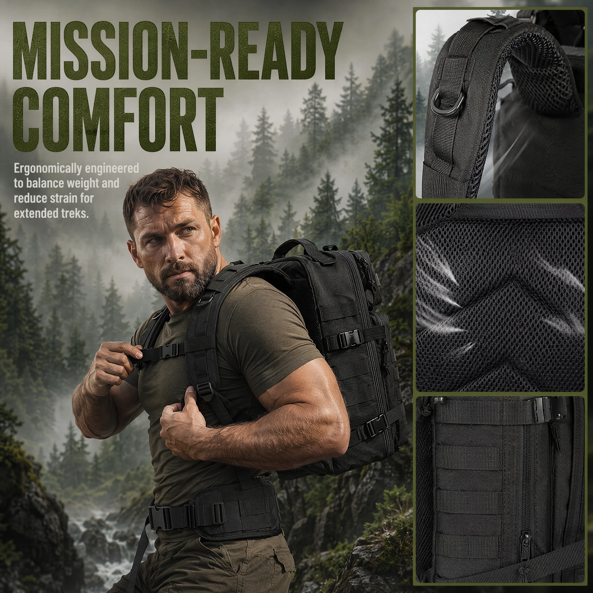 Classic Tactical Backpack With Large Capacity For Hiking And Travel_voghion.com