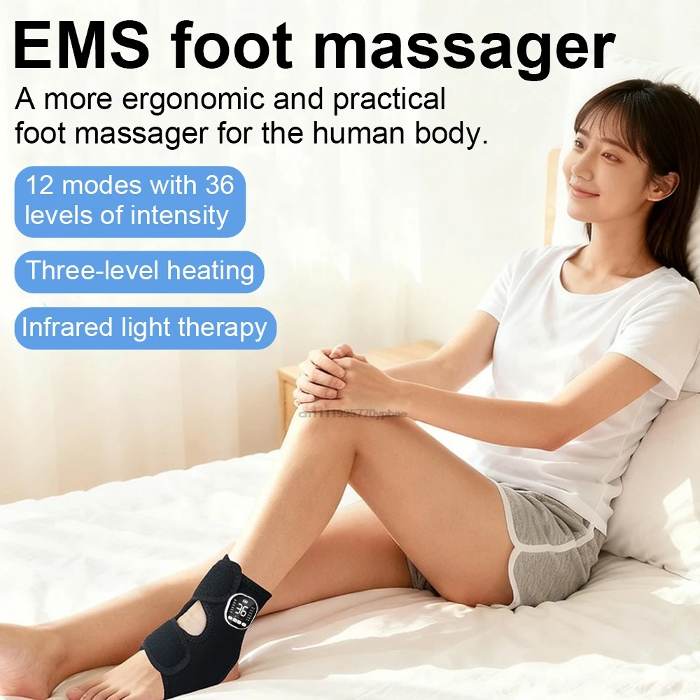 Electric Ankle Massager EMS Foot and Ankle Massager 36 Modes Vibration Ankle Heating Pad for Pain Relief view 3