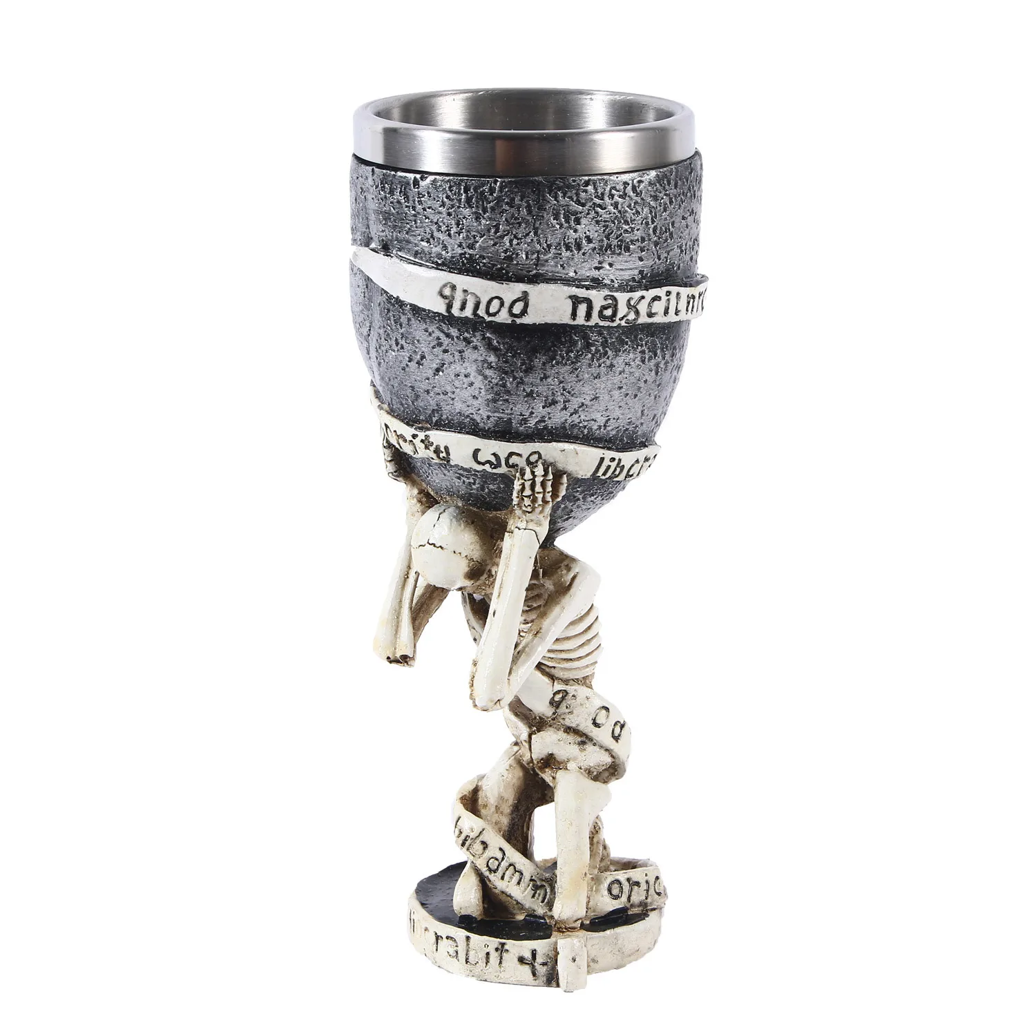 Slave Skull Goblet Gothic Resin Stainless Steel Skeleton Head Wine Glass Cocktail Glasses Whiskey Cup Party Bar Drinkware