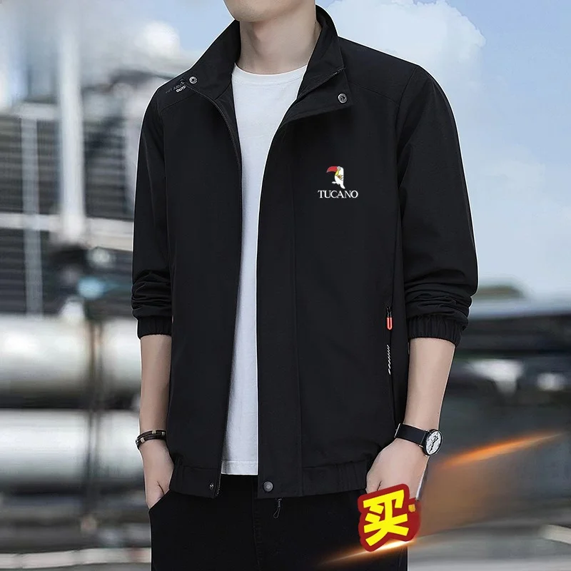 

TUCANO Men's Loose Fit Windproof Jaet Outdoor Climbing Casual Sle Polyester Fiber Long Sve Zipper Closure Color