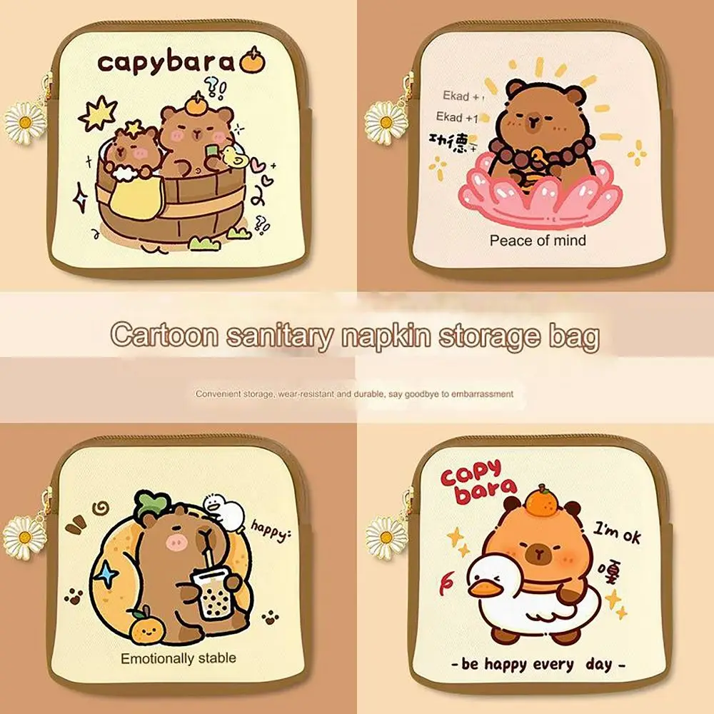 Change Purse Capybara Sanitary Mat Bag Makeup Organizer Capybara Tamper-Proof Storage Bag Credit Card Holder Cosmetic Bag Girls