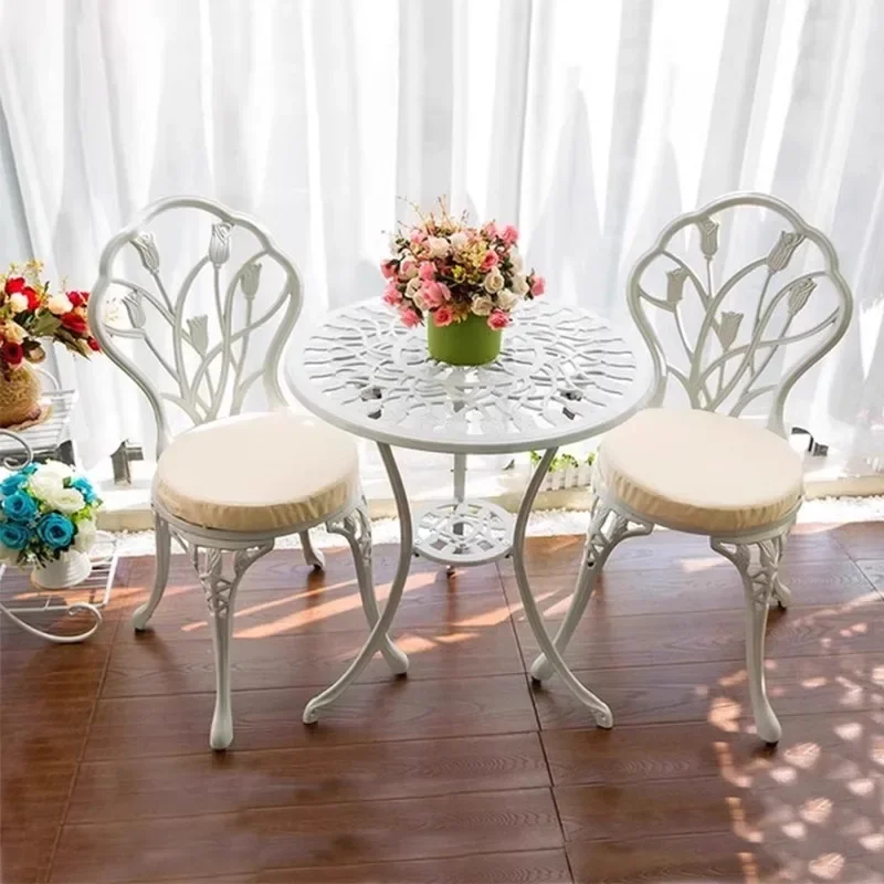 Balcony table and chairs European cast aluminum tea table and chair combination outdoor courtyard open-air garden villa one tabl