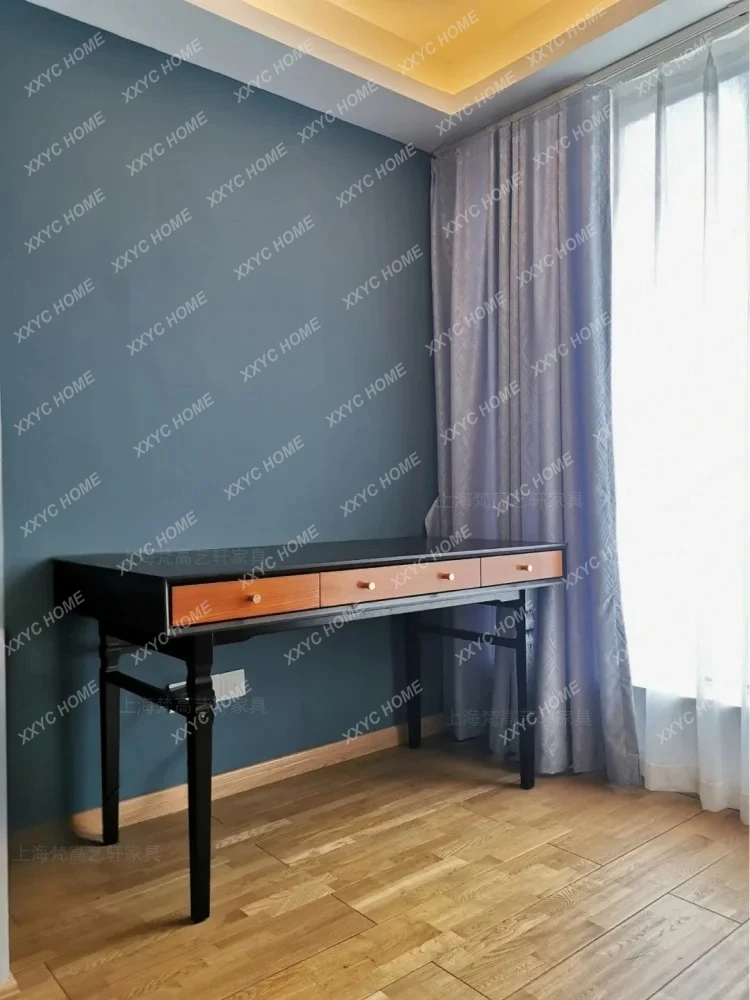 A American Retro Style Solid Wood Bedroom Study Desk Color Matching Computer Writing Desk Antique Style