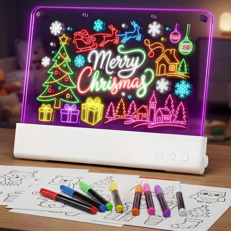 Transparent acrylic children's luminous drawing board rewritable DIY fluorescent painting board toy set