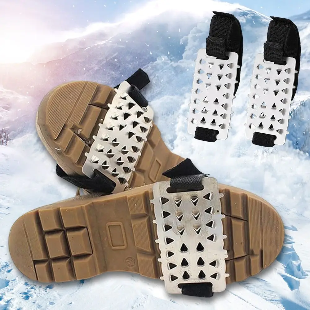 1Pair 26 Teeth Spikes Crampons Stainless Steel Non-slip Shoe Covers Ice Snow Shoes Spikes for Men Women Hiking Boots and Shoes