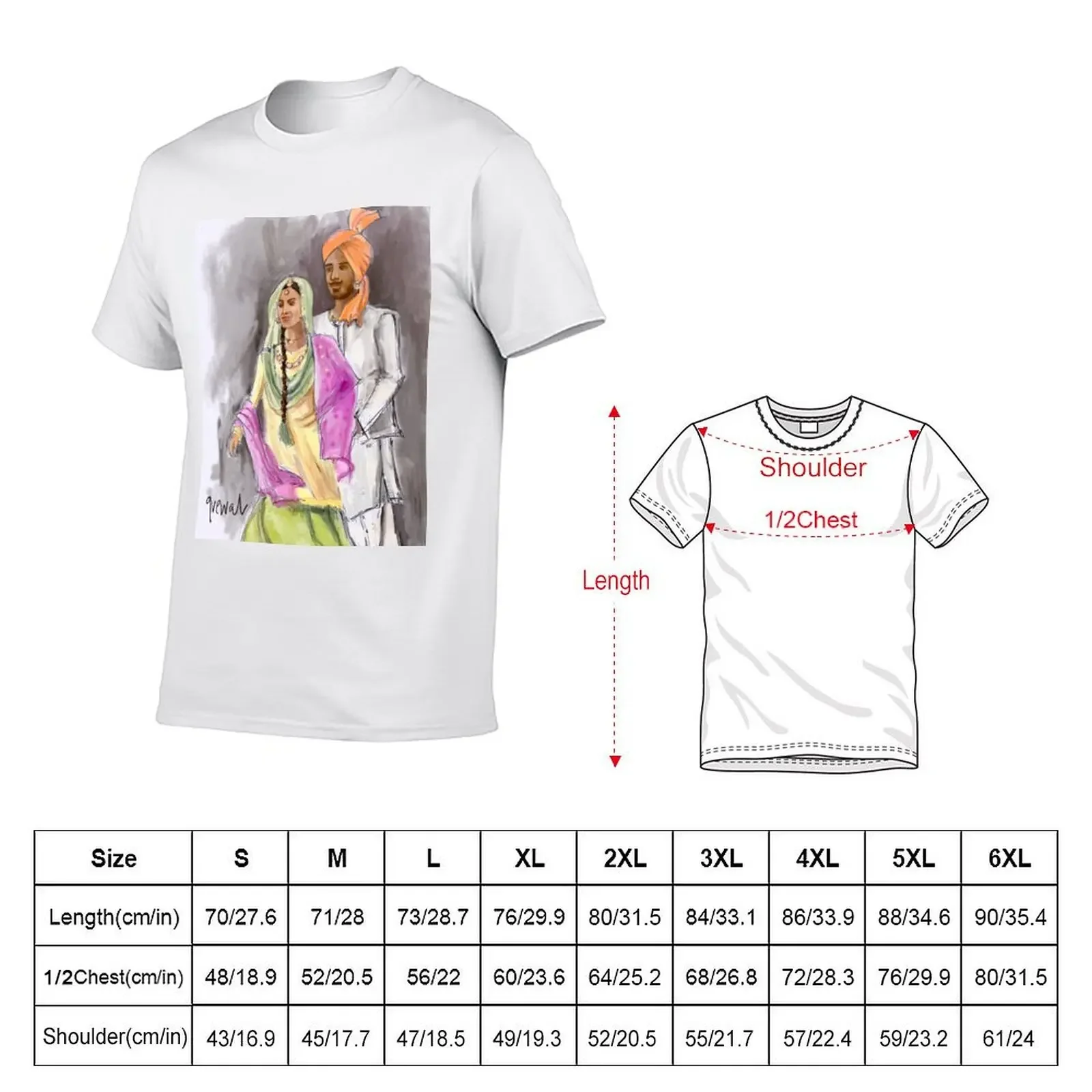 Punjabi couple Bhangra dancers painting T-Shirt anime shirt kawaii clothes Aesthetic clothing Men's t shirts