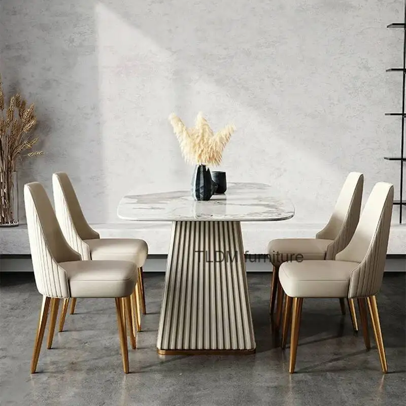 Sillas de Comedor Tapizadas de Diseño Francés, Silla de Comedor de Cuero de Lujo, Sillas de Comedor Modernas Vintage, Muebles para el Hogar