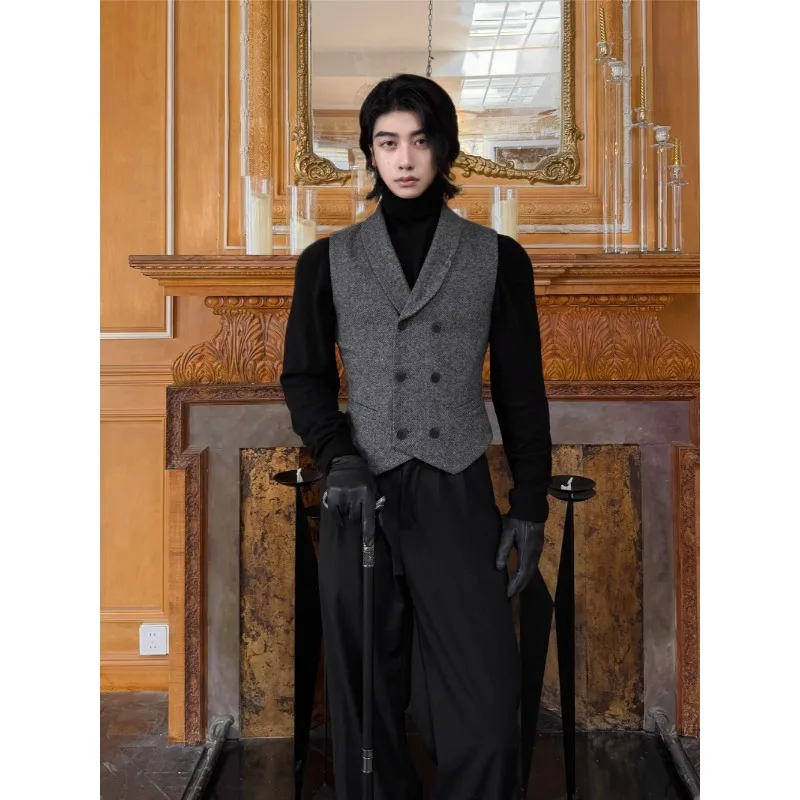 

Высококачественный мужской шерстяной жилет в стиле ретро для джентльменов, приталенный крой