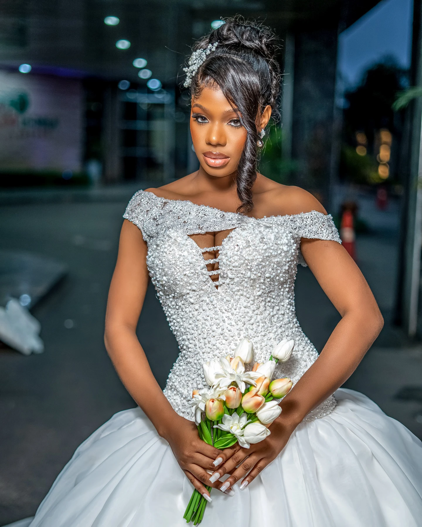 Prachtige zeemeermin trouwjurk pailletten kralen bruidsjurken off-shoulder mouwloze sweep trein jurken op maat gemaakte vestidos