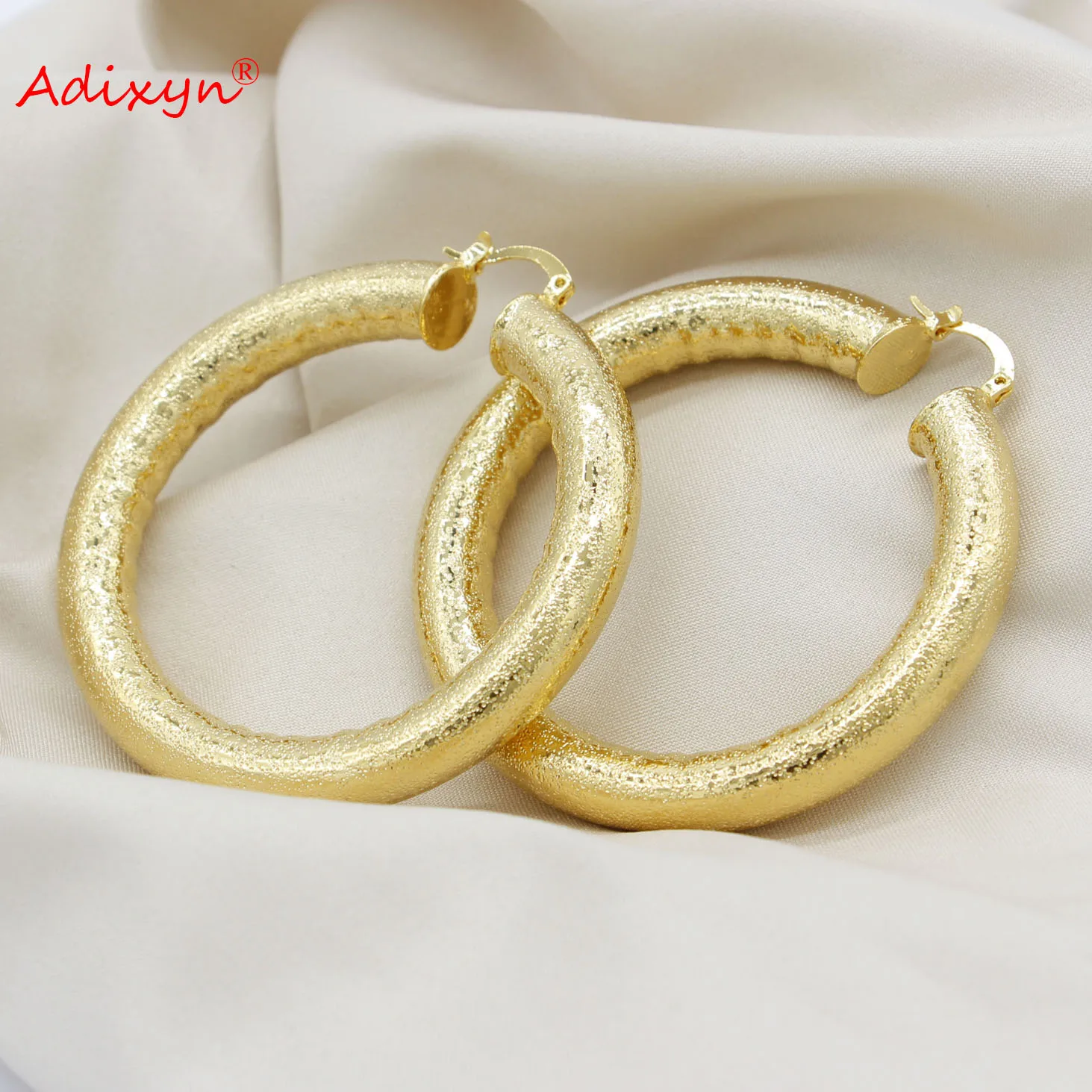 Adixyn-pendientes de aro de 2 diseños para mujer, aretes de círculo grande, Color dorado, fiesta africana, India, Oriente Medio, los mejores regalos, N09271