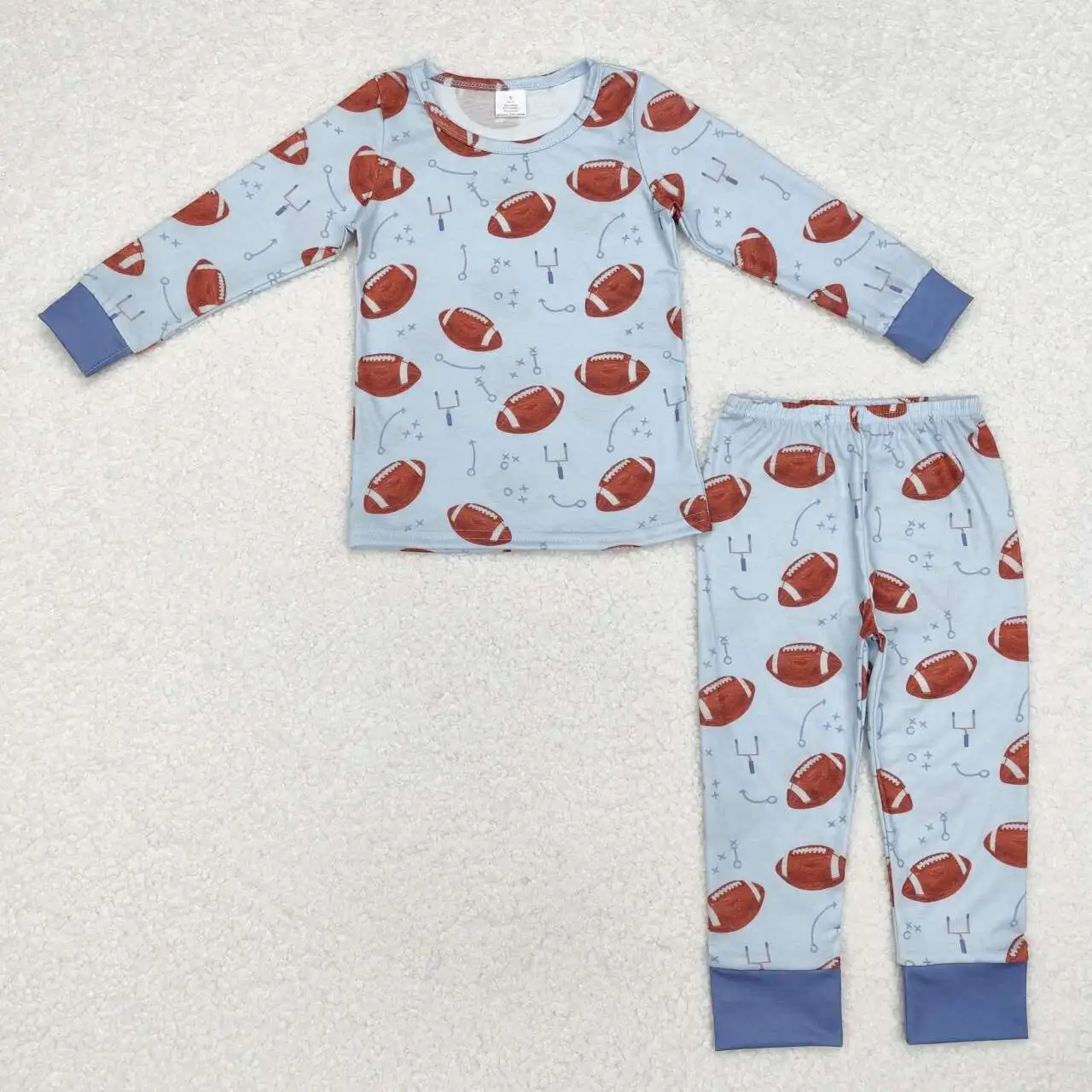 new rts baby boy bamboo pajamas set wholesale football pattern wholesale boutique boys clothing