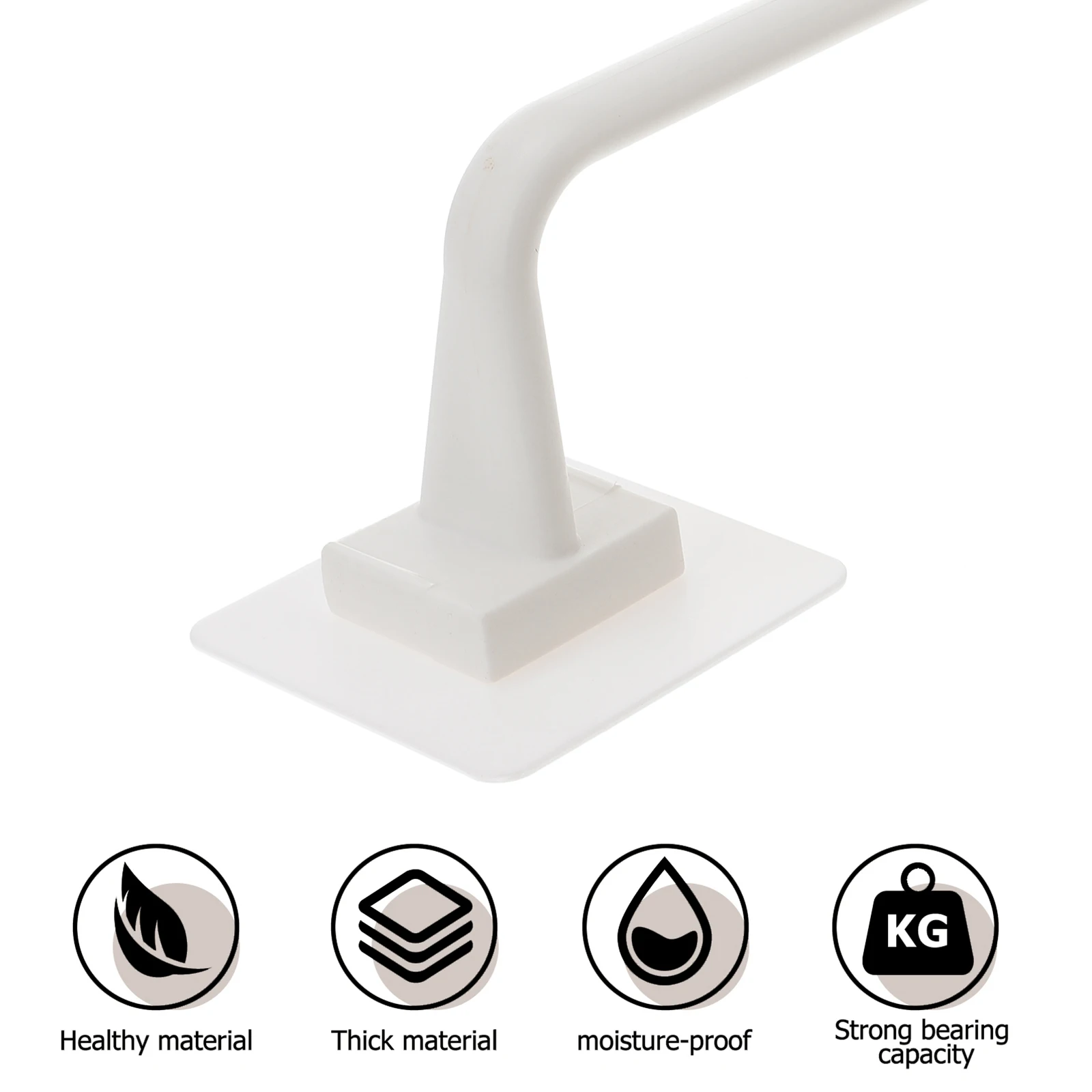 

Towel Rack 34cm Plastic White Bath Kitchen Smooth No Drill Adhesive Wall Mount Tile Mirror Ceramics Waterproof DampProof Holder