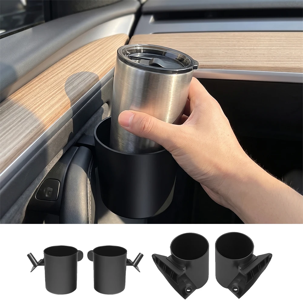 2/4Pcs LHD Car Door Cup Holder Storage Box Organizer For Tesla Model 3 Highland Model Y Juniper Car Interior Accessories