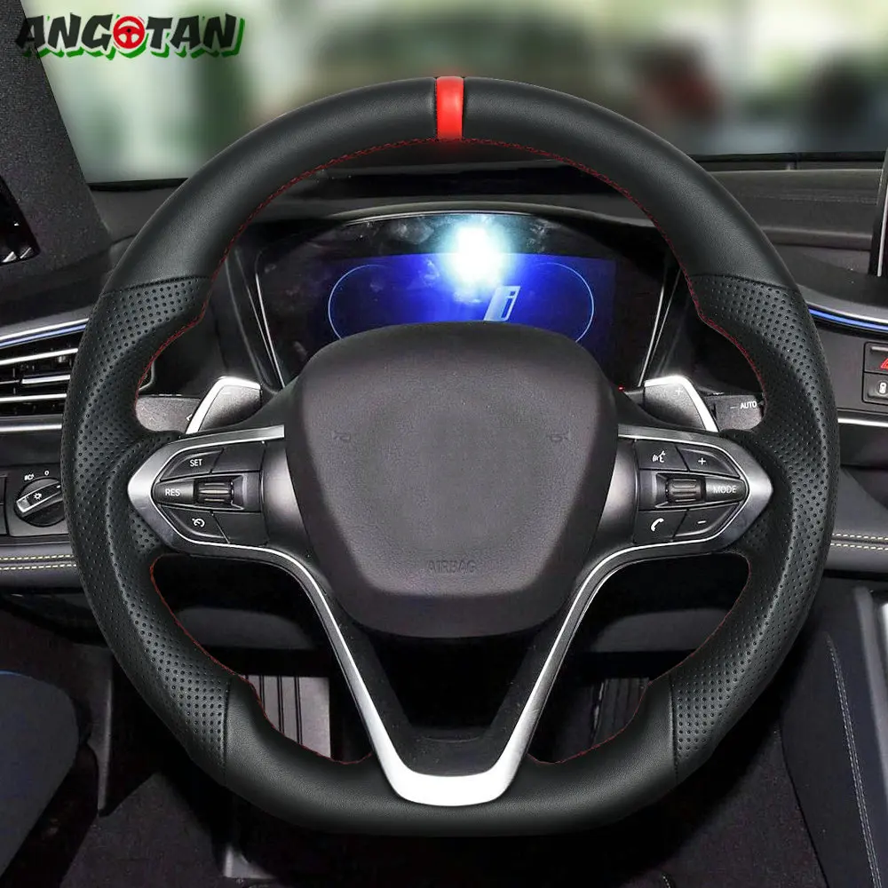 Black Smooth Leather Steering Wheel For BMW I8 2014-2020 Customized Sport Steering Wheel Full Leather Flat Bottom D-shape