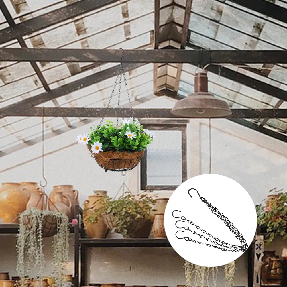 

3Pcs Flower Basket Hanging Chain Set Black Chains 16.5inch Multipurpose Stable Hanging for Indoor Outdoor Garden