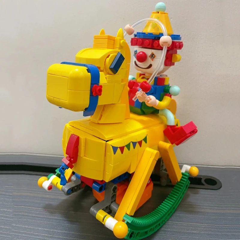 Kawaii Knight building blocks rocking horse series clown assembly model desktop ornaments decoration children's toys educational