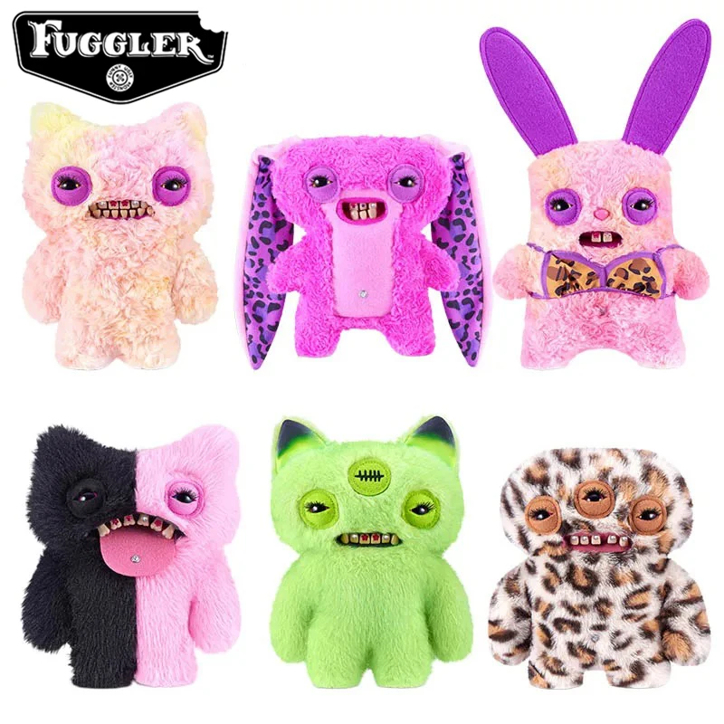 Original Fuggler Baddies Funny Bunny Ugly Monster Plush Toys Stuffed Leopard Print Long Ear Cat Trendy Collectible Kid Gift Doll