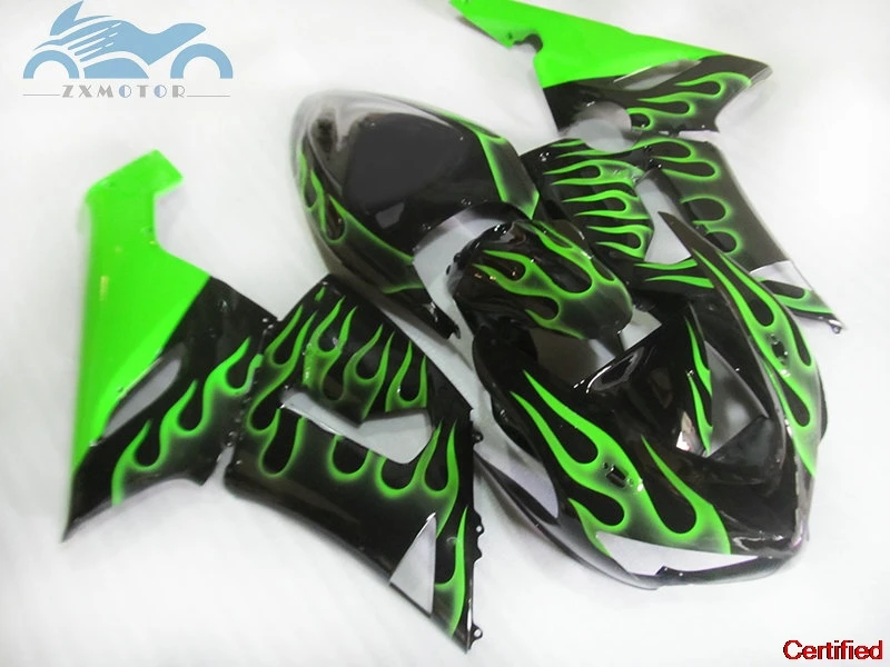 

Настраиваемый комплект обтекателей для мотоцикла Kawasaki Ninja ZX 6R 2005 2006, обтекатель из АБС-пластика, кузов ZX6R 636 05 06, зеленое пламя