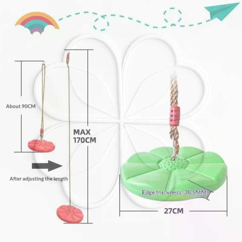 Flower Shaped Kids Disc Swing With Non Slip Seat And Adjustable Hanging Rope Perfect For Backyard Playground Indoor Outdoor