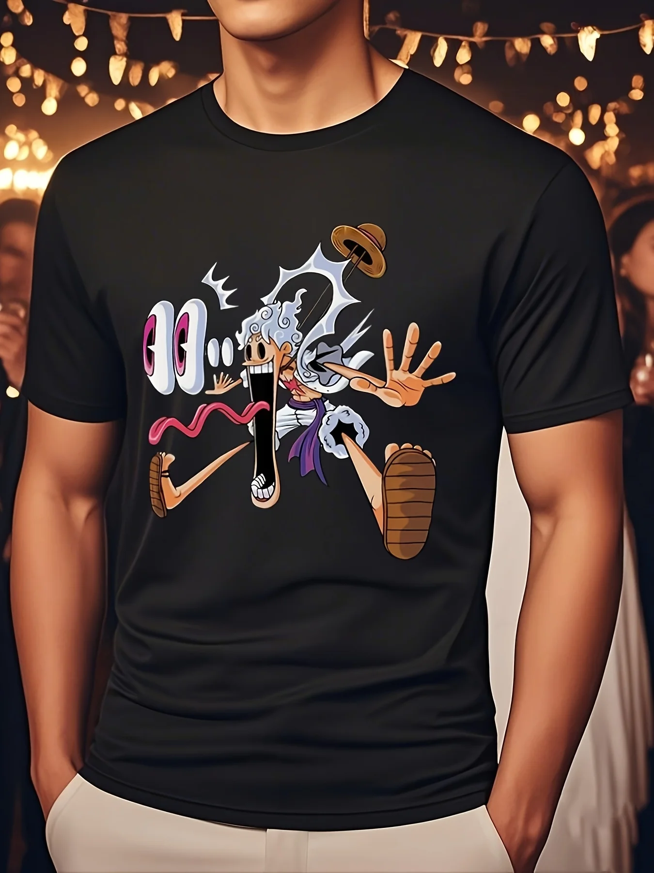 

ONE PIECE Nika Luffy Gear 5, летняя футболка для мужчин и женщин, для отдыха, спорта, фитнеса, свободная и удобная хлопковая футболка большого размера с короткими рукавами