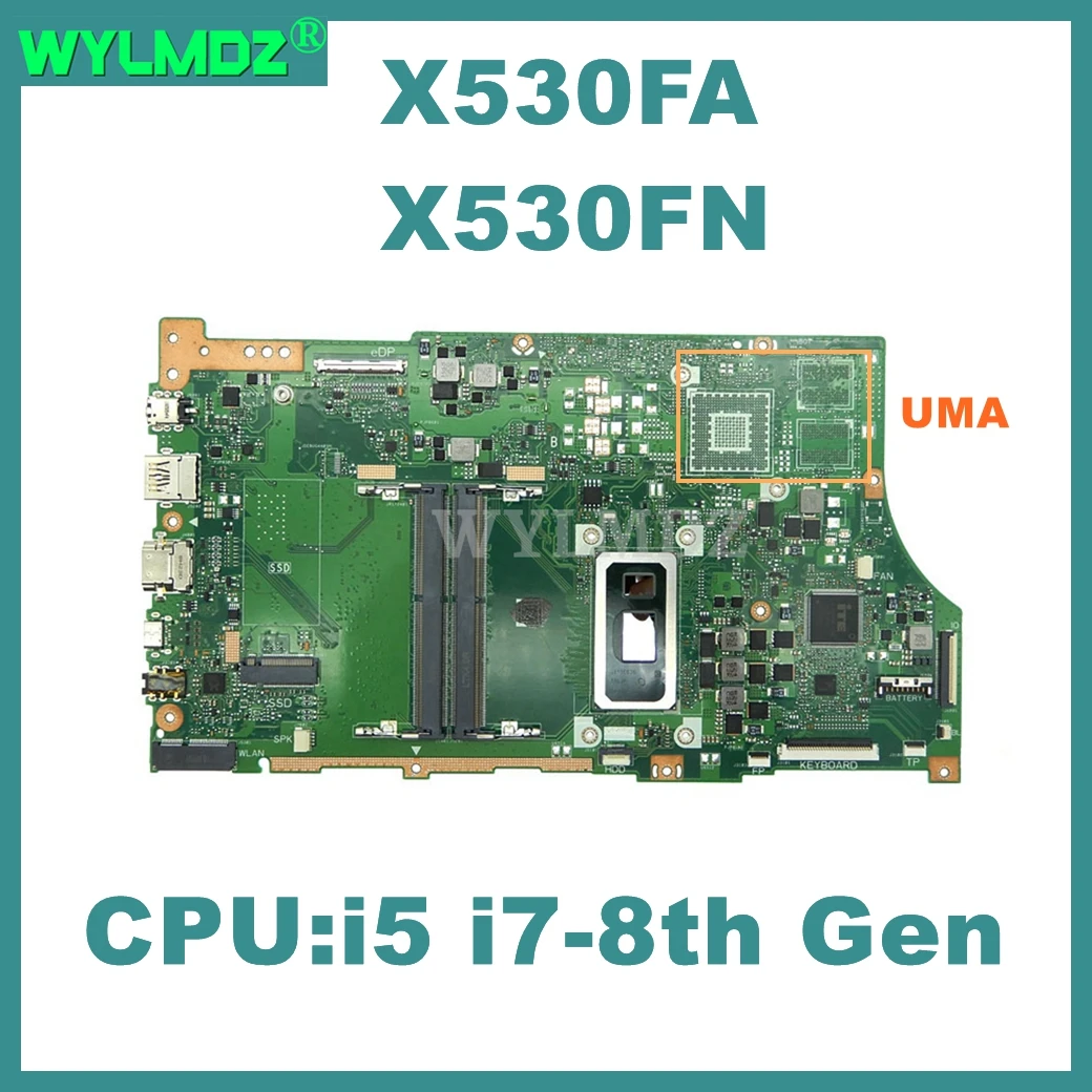 

X530FA Notebook Mainboard For ASUS X530FA X530FN X530F S530F S5300F Laptop Motherboard With i5-8265U / i7-8565U CPU Tested OK