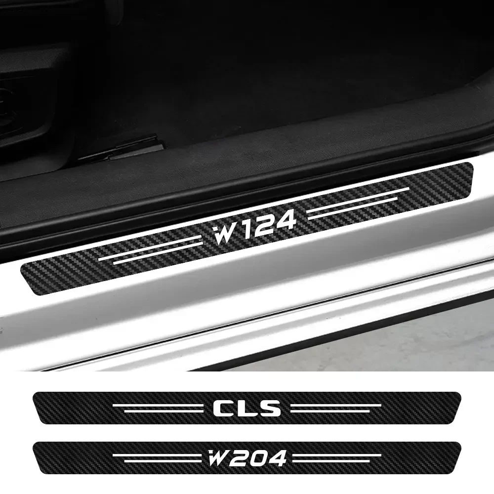 4PCS Car Door Sill Sticker Accessories For Mercedes W124 W203 W204 A-CLASS B-CLASS C-CLASS E-CLASS S CLASS CLA CLS SL SLC SLK