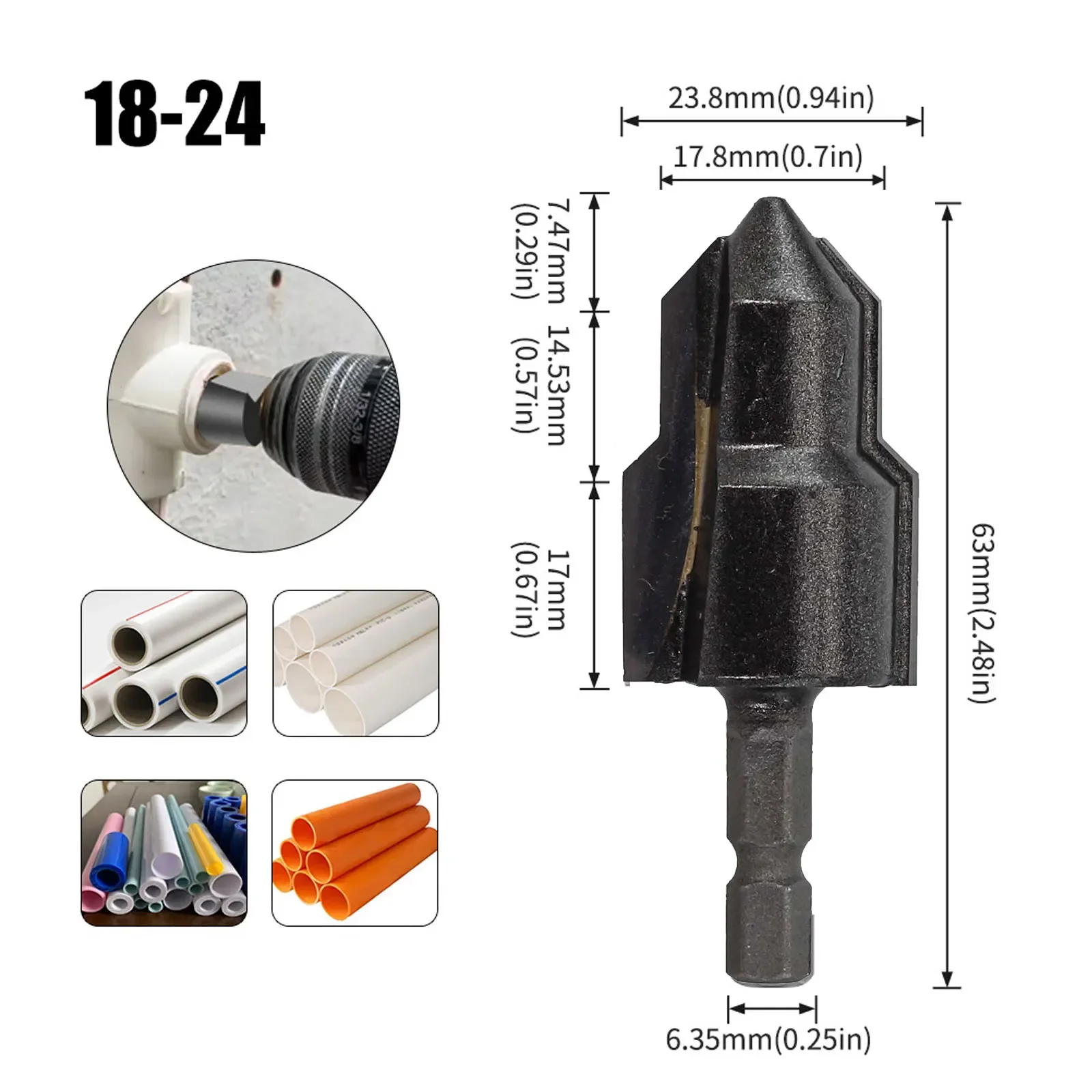 1pc PPR Lifting Stepped Drill Bit Hexagon Shank Water Pipe Expansion Drill Punch Plumber Connection Tool Full Open Process