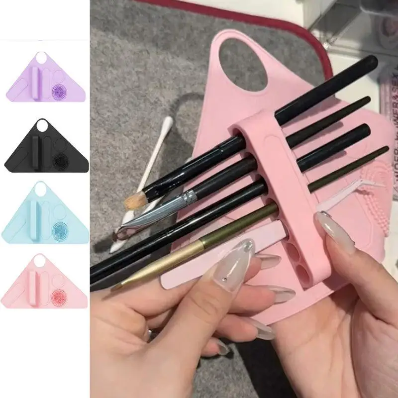 Supporto per strumenti puliti per trucco in silicone multifunzione, fori per guanti, accessori di bellezza, pratico cinturino da polso per assistente trucco