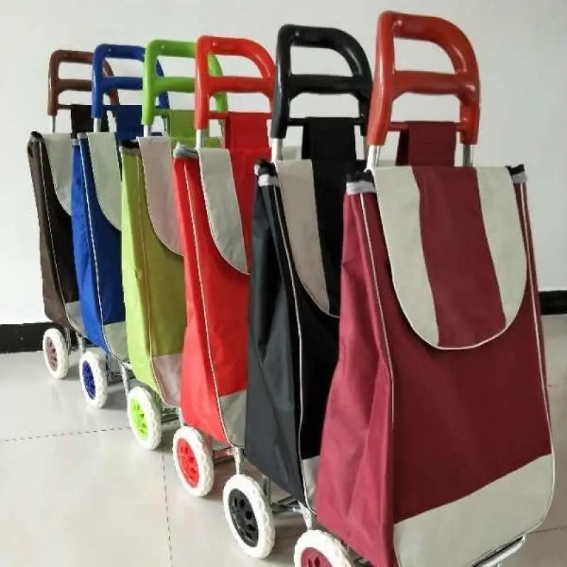 便利なポータブル小型ショッピングカート高齢者向け野菜買い出しカートスタッキング式家庭用ハンドプル鉄製ステンレス鋼