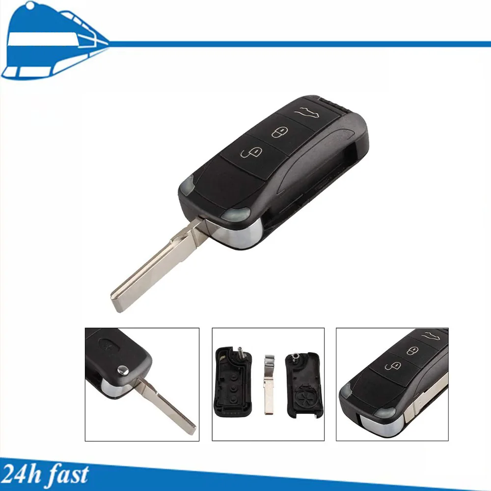 

Remote Key Shell Case For Porsche Cayenne GTS 2004 2005 2006 2007 2008 2009 2010 2011 Fob 3 Button