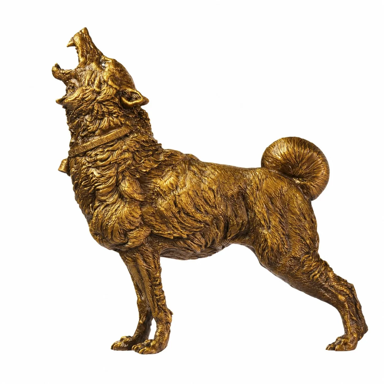Handcrafted Solid Brass Energetic Wealth Dog Sculpture for Traditional Chinese Art Living Room Office Desk Decor Gift