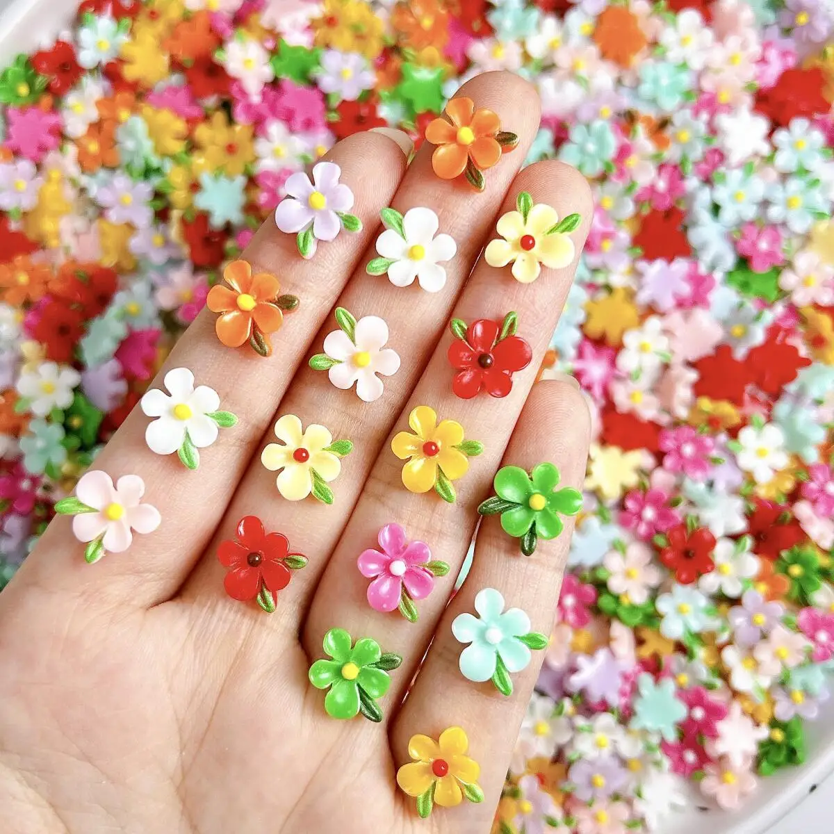 

Dopamine Colored Luminous Flowers Resin Nail Art Decorations Creative Sweet Glossy Small Blossoms Nail Charms DIY Nail Ornaments