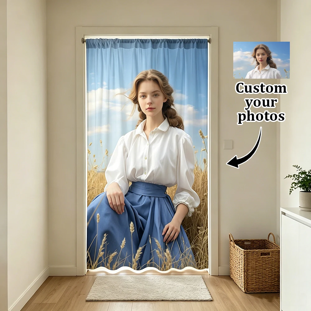1PC Personalized Custom Image Door Curtain, Custom Photo Printed Noren Partition Curtain for Bedroom Entrance Home Decoration