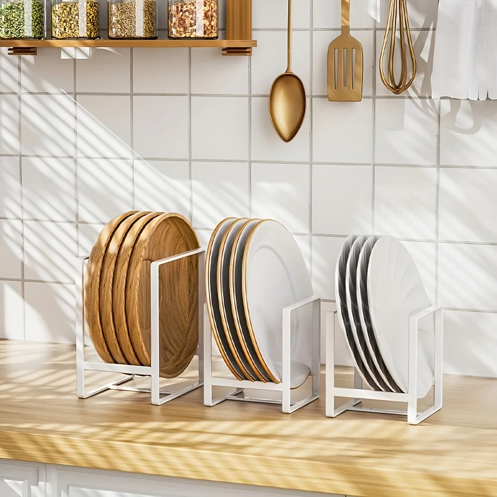 1pc Layered Dish Drain Storage Rack Countertop Drawer Plate Divider Organizer Kitchen Cabinet Dinner Plate Storage Accessory