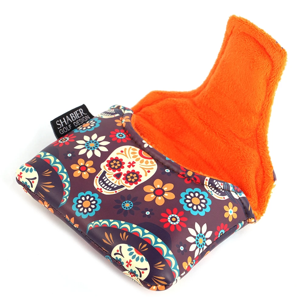 DÍA DE LOS MUERTOS Printing  with Magnetic Closure Golf Squre Large Mallet Putter Head Cover