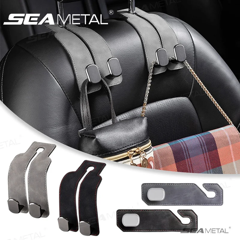 SEAMETAL Car Seat Back Hook Luxury Suede Headrest Hanging Hook 20KG Load-Bearing Universal Backseat Storage Hook for Purse Bag