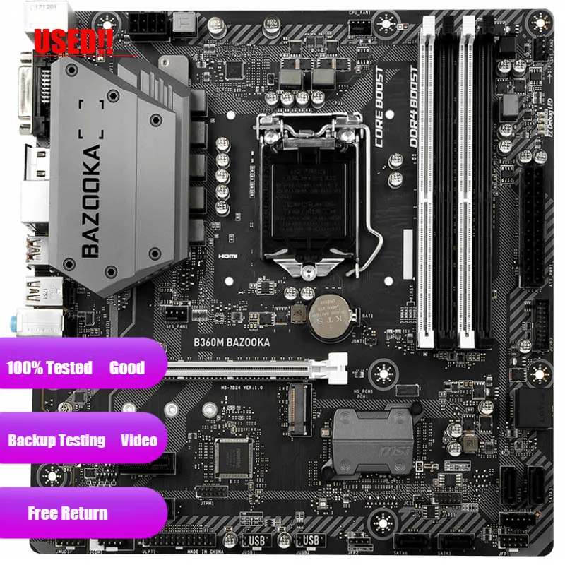 Imagem -02 - Placa-mãe Usada Msi Bazuca B360m Lga 1151 Intel Core i7 i5 i3 Pentium Celeron 64gb Ddr4 2666 2400 2133mhz