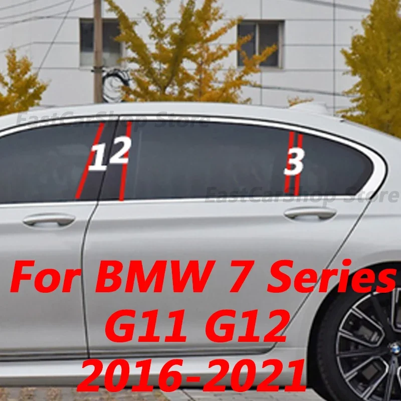 

For BMW 7 Series G11 G12 Car Glossy Black Door Central Window Middle Column PC Pillar Accessories Cover 2016-2021