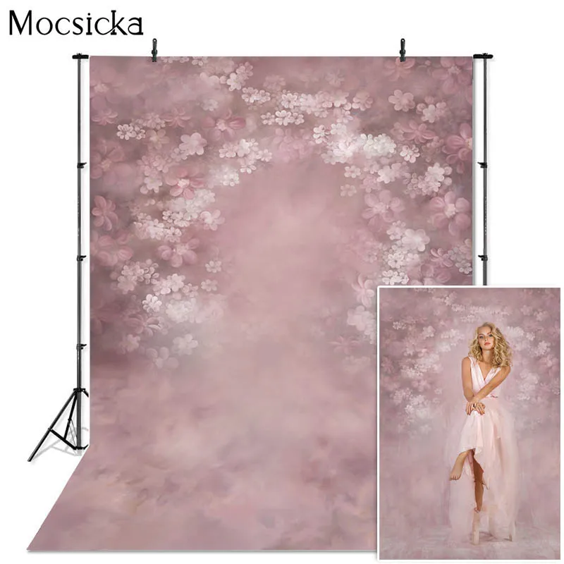 

Mocsicka Spring Floral Photocall Photography Backdrops Pink Flowers Abstract Texture Art Portrait Kids Woman Photo Background