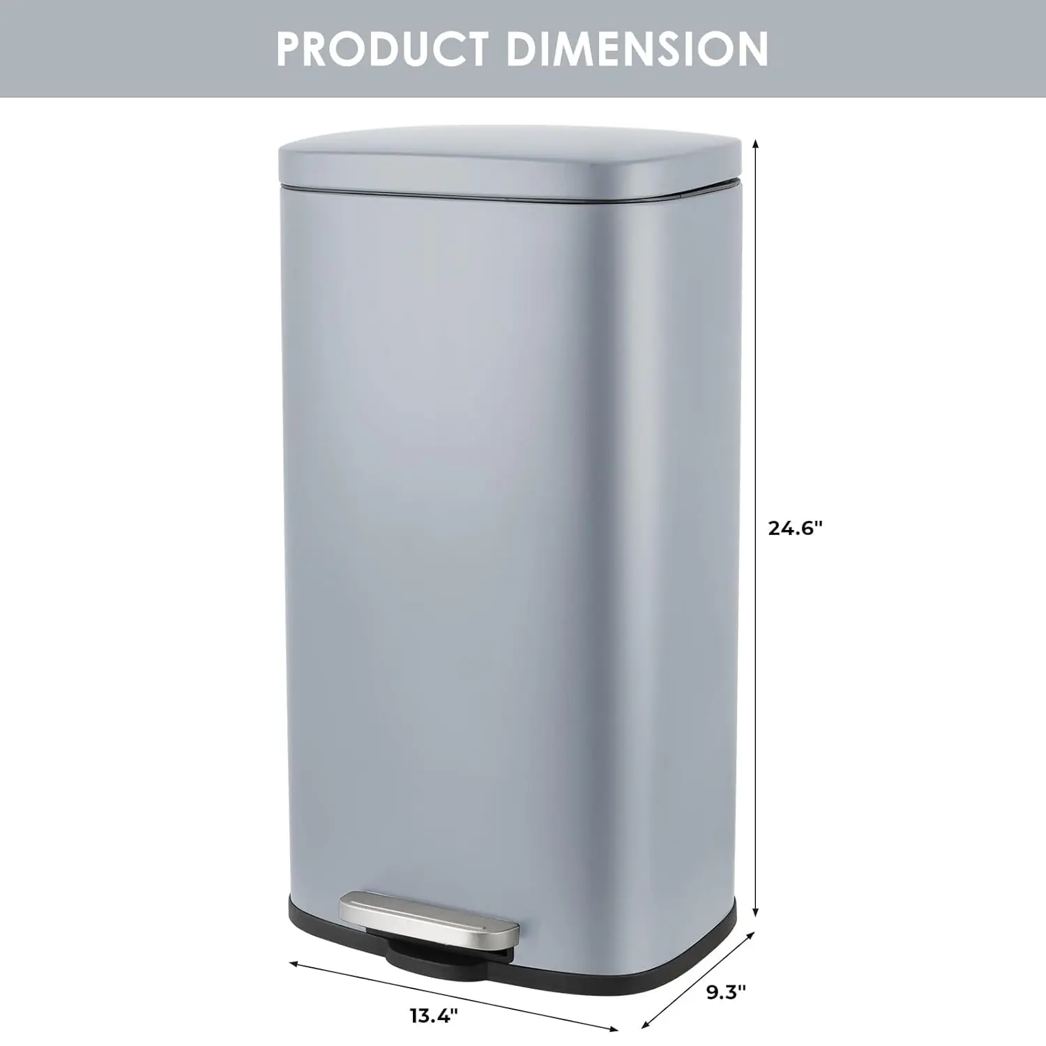 8 Gallon Step Trash Can, Stainless Steel Garbage Bin, Soft-Close Rubbish Bin with Removable Plastic Inner Bucket