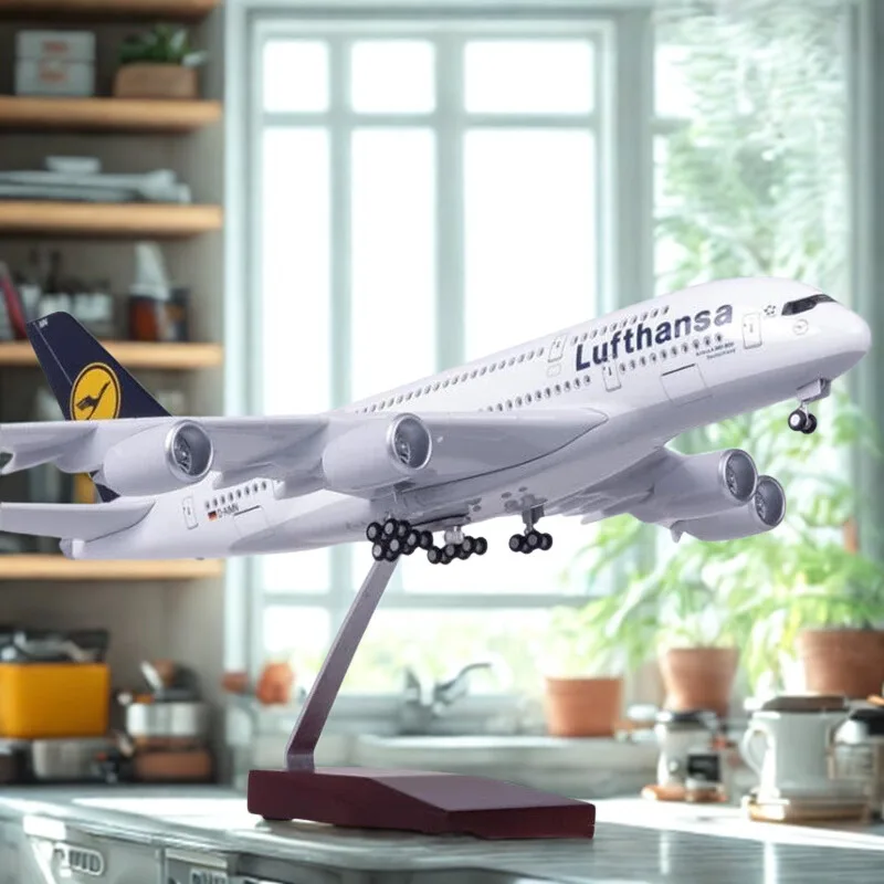

Model Toy 50.5CM Airplane 1/160 Scale A380 Luthansa Airline W Light and Wheel Diecast Plastic Resin Plane For Collection