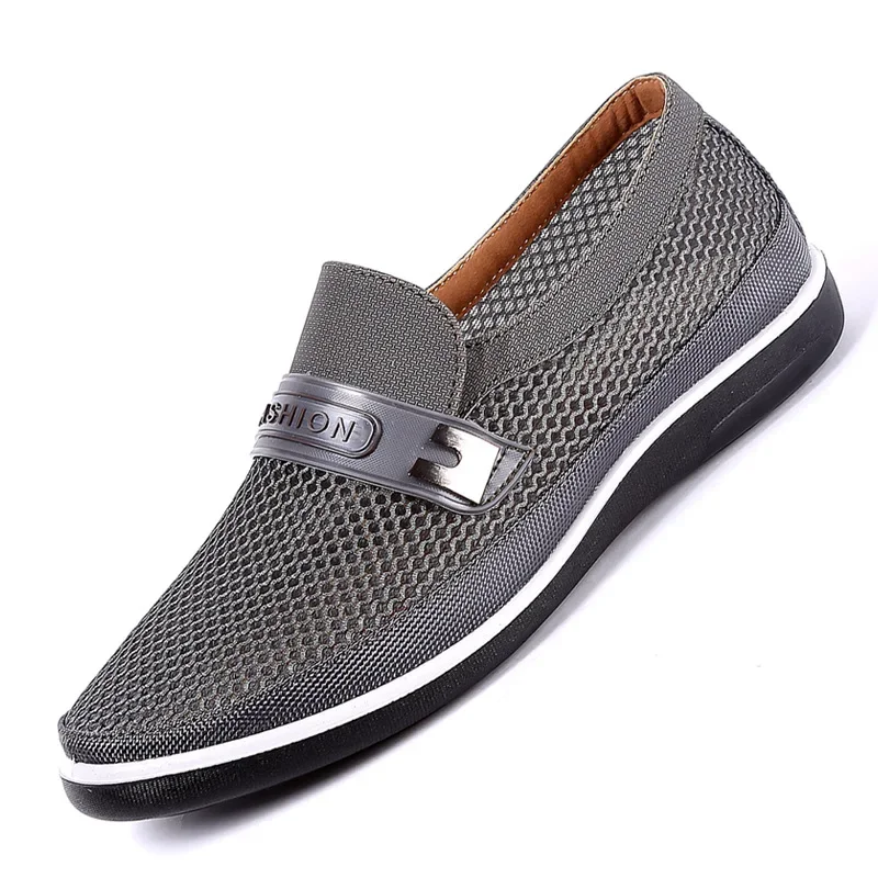 New Listing Summer Breathable Mesh Men Shoes Lightweight Men Flats Fashion Casual Male Shoes Brand Designer Men Loafers Beige